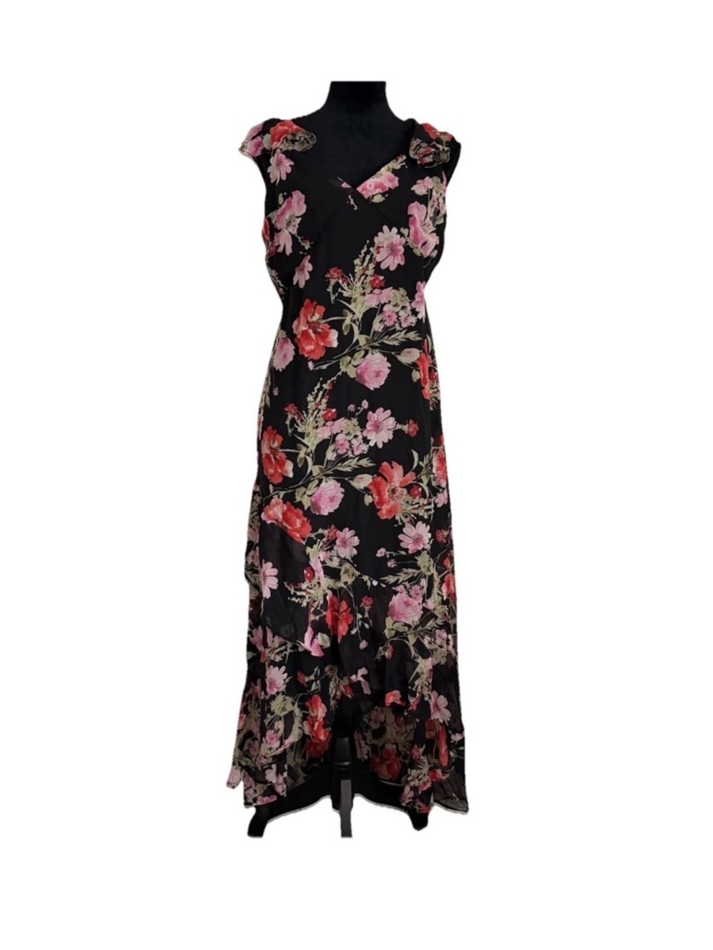 Speechless Dress Juniors XL Floral Black Hi Low Maxi Ruffle Whimsigoth Romantic
